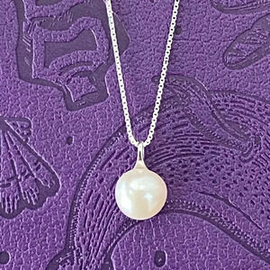 Minimalist Solid 925 Sterling Silver Pearl Necklace NEW